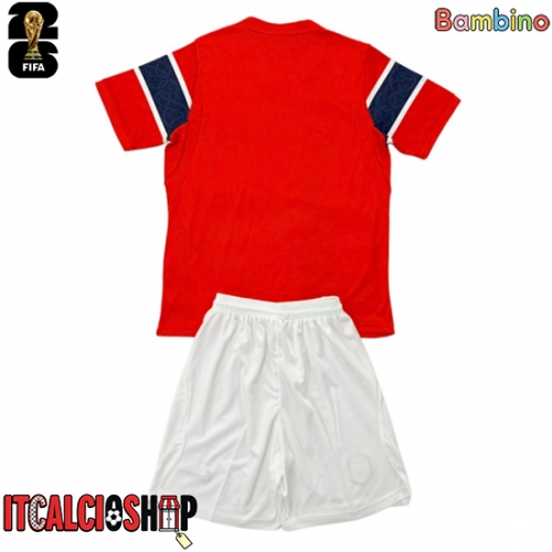 Norvegia Prima Maglia Bambino Mondiali 2026 Manica Corta (+ Pantaloni corti)